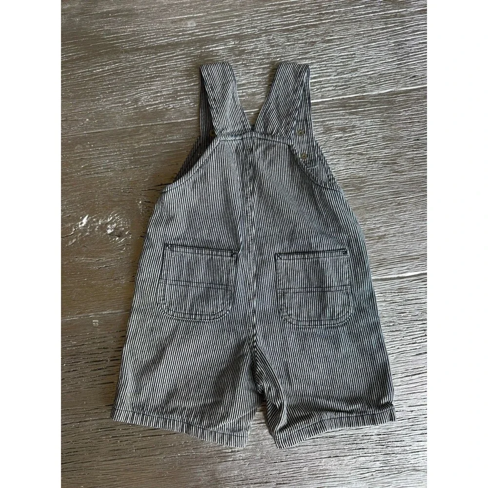 Carhartt Kids 4T Hickory Stripe Bib Overall Shorts Railroad Engineer Denim